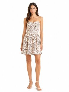 Strapless Sweetheart Textured Floral Dress - Size Small EUC